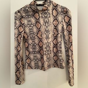 Snake print long sleeve turtle neck top
